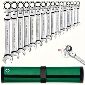 Resim 10mm Cırcır Çift Amaçlı Anahtar, 10mm Açıklık Yonca Anahtarı Çok Fonksiyonlu Çift Amaçlı Hızlı Mekanik Tamir Araba Anahtarı 