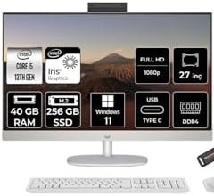 Resim HP 27-CR0009NT i5 1335U 40GB 256GB SSD Intel Graphics 27" FHD IPS W11P All In One PC Beyaz & PER4 