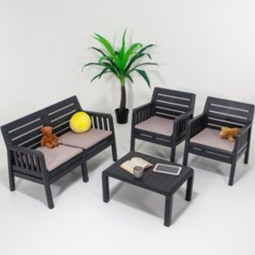 Resim Lara 2 1 1 S Bahçe Takımı Balkon - Bahçe - Teras Mobilyası / Antrasit Gri 