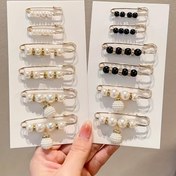 Resim 12 adet Alaşım Pantolon Bel Pin Klipsi, Ayarlanabilir Kıyafet Sıkılaştırıcı, 3 Boy, Güvenli ve Gizli Uyum İçin Moda Aksesuarı, İnciler ve Taşlarla 