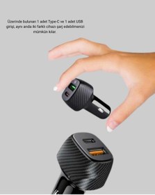 Resim Nrzsnt 38w Araç Şarj Cihazı Type-c Pd Usb Hızlı Şarj Çift Port 