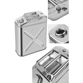 Resim Paslanmaz Çelik Benzin Bidonu Taşınabilir Yakıt Tankı Metal Benzin Bidonu 20 Lt 