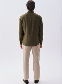 Resim Mudo Erkek Bej Rengi Tekstürlü Straight Fit Chino Pantolon 
