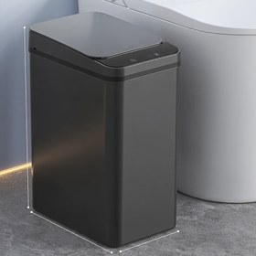 Resim Otomatik Küçük Şık Siyah Çöp Kutusu, 11.05L Sızdırmaz Teknoloji Koku Yok Kamu Alanı Çöp Sepeti, Dokunmatiksiz Atık Çarşaf Komersiyel Çöp Sebteciği, Hareket Sensörlü Plastik Akıllı Çöp Kovası, Mutfak Ofis Apartman Okullar İçin Otomatik Çöp Kutusu, Mutfağa Özel Geri Dönüşüm ve Evsel Katlanabilir Büyük Çöp Torbası, Çevrede Saklama, Çöp Çantası Tutucu ile 