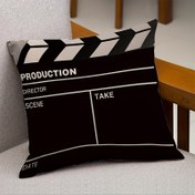 Resim 1 Adet MEMNUN Vintage Film Çıngırağı Yastık Kılıfı - İki Yüz Baskılı 44.96x44.96 cm Fermuarlı, Yönetmen/Sahne/Take Etiketleri, Ev Sineması & Oturma Odası Dekoru için Makinede Yıkanabilir Koltuk Minderi (İç Dolgu Yok), Dekoratif Yastık Kılıfı, Sine Temalı Dekor, Benzersiz Kumaş Tasarımı 