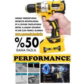 Resim 36V 5AH Xr Metal Şanzıman Çelik Mandren Çift Akülü Şarjlı Matkap Akülü Vidalama 