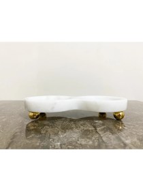 Resim Doğal Beyaz Mermer Yuvarlak Yağdanlık Standı Şık ve Zarif Tasarım 