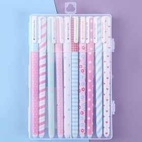 Resim 1 set/2 set - Çok Renkli Yeniden Doldurulabilir Taze Çiçekli Jel Kalem Seti, Yaratıcı Çalışma ve Ofis Malzemeleri, Orta Noktalı Sevimli Su Boyası Kalem Seti, Plastik Malzeme, Vida ile Açılabilen Kapağı 