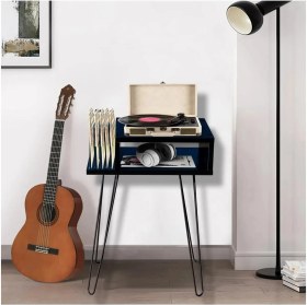 Resim AKIS HOME Plak ve Pikap Sehpası Metal Ayaklı Siyah 