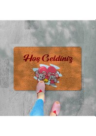 Resim Dijital Baskılı Kapı Önü Paspas Hoşgeldiniz Çok Amaçlı Iç Ve Dış Kapı Paspası Füme 