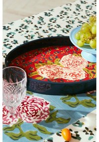 Resim Leopard Flower Oval Lacquered Wood Tepsi Çok Renkli 