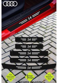 Resim Audi S4 Araç Kapı Ve Bagaj Eşiği İçin Çizilmeye Dayanıklı Karbon Folyo Koruma Seti S4 Yazılı 