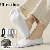 Resim 3/5 Çift Terlik Parmak Çorapları, Erkeklerin Beş Parmak Çorapları, Erkekler için Düz Renk Ultra-İnce Yaz Çorapları, Görünmez Tekne Çorapları, Erkekler için Derin Olmayan Silikon Kaymaz Çoraplar. 