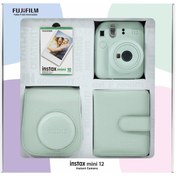 Resim Fujifilm Instax Mini 12 10 Filmli Kare Albüm ve Deri Kılıflı Yeşil Fotoğraf Makinesi Bundle Box 