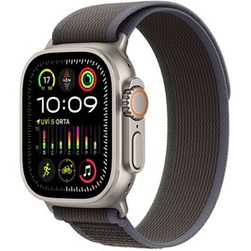 Resim Apple Watch Ultra 2 GPS + Cellular MRF53TU/A 49 mm Uyumlu Titanyum Kasa ve Mavi/Siyah Trail Loop - S/M 