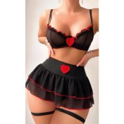 Resim Siyah Kalp Detaylı Kostüm 2089 