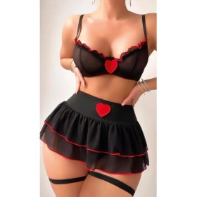 Resim Siyah Kalp Detaylı Kostüm 2089 