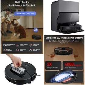 Resim Roborock Ultra Ekstra Kenar Temizleme Sistemi ile S8 Max V Çöp Istasyonlu Akıllı Robot Süpürge-Siyah 