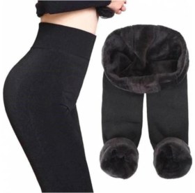 Resim Peluşlu Kışlık Termal Tayt Içlik Siyah Kadın Peluş Tayt Içi Polar Termal Kadın Taytı %95 Polyester 