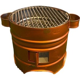 Resim 21 Cm 3 Kapaklı Bakır Boyalı Yuvarlak Mangal 