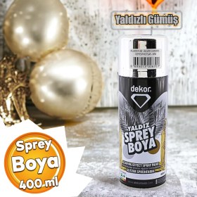 Resim Badem10 Dekor Akrilik Sprey Boya Alüminyum Yaldız Gümüş 400 ml Tasarım Metal Ahşap Plastik Yüzey Boyama 