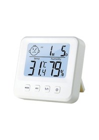 Resim Wezone Ev, Serinlik Ve Depo İçin Dijital Sicaklık Nem Ölçer - Saat Ve Alarm Fonksiyonlu, Beyaz 1222s Arka Işıklı Pil Dahil 