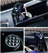 Resim Kristal Pırlanta Taş Görünümlü Mavi Led Işıklı Lüx Oto Küllük Kapaklı Araç İçi Küllük Siyah 