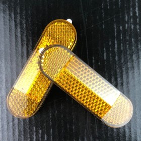 Resim 4 Adet Yüksek Görünürlüklü Sarı ABS Bisiklet & Motosiklet Yan Reflektörleri - Çift Taraflı, Kendinden Yapışkanlı Güvenlik Işıkları Gece Görünürlüğünü Artırmak İçin, Dağ & Yol Bisikletleri, Motosiklet Görünürlük Ekipmanları İçin İdeal|Oval Şekilli Reflektörler|Abs Bisiklet Reflektörleri 