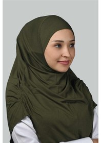 Resim Altobeh Hazır Türban Büzgülü Pileli Pratik Eşarp Tesettür Hijab - Namaz Örtüsü - Haki 
