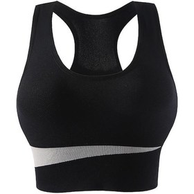 Resim Siyah Bayanlar Spor Spor Sutyeni Darbeye Dayanıklı Push Up Yoga Yeleği Günlük Rahat İç Çamaşırı Yüksek Elastikiyet Tank Top İç Çamaşırı Siyah 