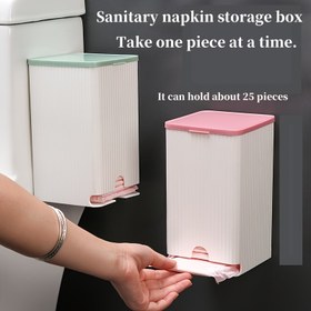 Resim Kadın Hijyenik Ped Saklama Kutusu, Banyo Tampon Rafı, Kapaklı Pad Saklama Kutusu, Kadın Ürünleri Depolama Çantası, Banyo Aksesuarları 