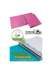 Resim Pembe 4 Halkalı Klasör 2 Adet A4 Pvc Öğrenci Ve Ofis Tipi Evrak Sunum Klasörü İç Cepli Otomatik Mekanizmalı Büro Pembe 