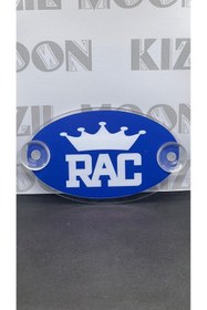 Resim Kızıl Gök Her Araca Uyumlu Oval Mavi RAC Pleksi Kemik Arma Cam Süsü 