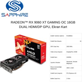 Resim Sapphire Sapphıre Pulse Amd Radeon™ Rx 9060 Xt Gamıng Oc 16GB Dual Hdmı/dp Gpu, Ekran Kartı 