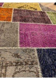 Resim Tuğra Halı El Dokuma Patchwork Yün Halı 160 X 230 Ebat 