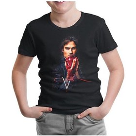 Resim Vampire Diaries - Damon Siyah Çocuk Tshirt 