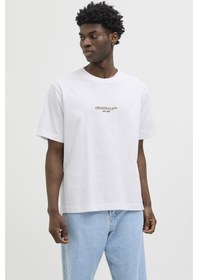 Resim Jack & Jones Erkek Jorıslıngton Bisiklet Yaka Kısa Kollu %100 Pamuk T-shirt 12273157 Beyaz Beyaz 
