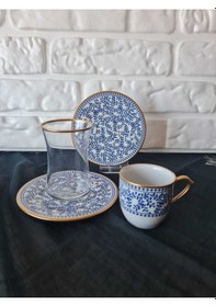 Resim Konyax 18 Parçalık Kahve Çay Seti Blues Çok Renkli 