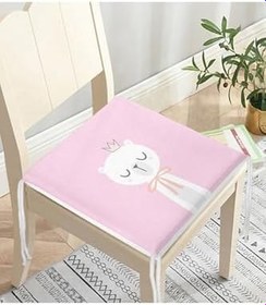 Resim RealHomes Pembe Zemin Uyuyan Ayıcık Desenli Özel Tasarımlı Dijital Baskılı Modern Fermuarlı Sandalye Minderi 