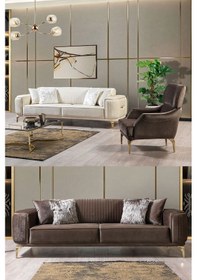 Resim Esila Koltuk Takımı 3+3+1 Kahve 