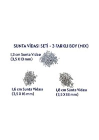 Resim 137 Ad. Sunta Vidası 1.3cm:62ad.- 1.8cm:45ad.-1.6cm:30ad. Farklı Boylarda Sv131816 1.3 CM 