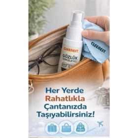 Resim Cleenest Gözlük ve Ekran Temizleme Seti, 50 ml Solüsyon ve 15X18 cm Mikrofiber Bez ile Birlikte 
