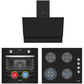 Resim Simfer 9 Fonksiyon QS Dijital Siyah 3'lü Ankastre Set ( Fırın + Ocak + Davlumbaz) 