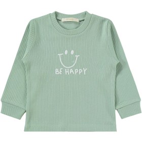 Resim Minidamla Gülen Yüz Baskılı 1-6 Yaş Pijama Takımı - Yeşil - Mint / 1-2 Yaş 