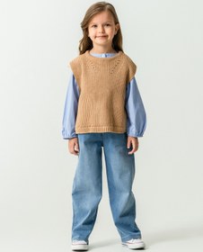 Resim Harika KIDS Kız Çocuk Triko Yelek-Gömlek-Kot Pantolon 3'lü Takım 