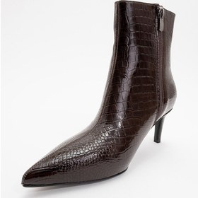 Resim Noya Kahverengi Baskı Sivri Burun Kadın İnce Topuklu Bot kahverengi 