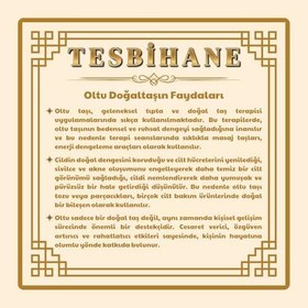 Resim (Tesbihane) Kararmaz Metal Püsküllü Küre Kesim Sade Rus Oltu Tesbih 