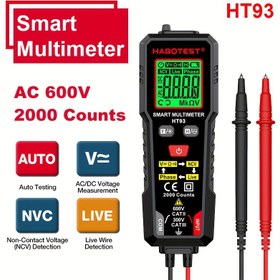 Resim CHABOTEST HT93 Gerçek RMS Akıllı Dijital Multimetre 600V AC/DC Voltaj Test Cihazı, NCV Algılama, Otomatik Aralık Ayarı, CAT II/III Güvenlik, Süreklilik Testi, Direnç Ölçümü, Canlı Kablo ve Fener, Otomatik Kapanma (Pil Dahil Değildir), Voltaj Metre Test Cihazı, Ergonomik Tasarım, Sağlam Yapı 