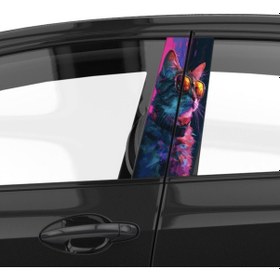 Resim Araba Etiketleri, Tuning Kaplama, Direk Folyosu - Cyberpunk Cat, Kedi Renkli 