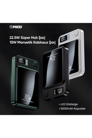 Resim Phixi Force PW5 5000mAh 22.5W MagSafe Powerbank - Kablosuz Mini Şarj Cihazı - 1 USB 1 PD Port - Dij 
